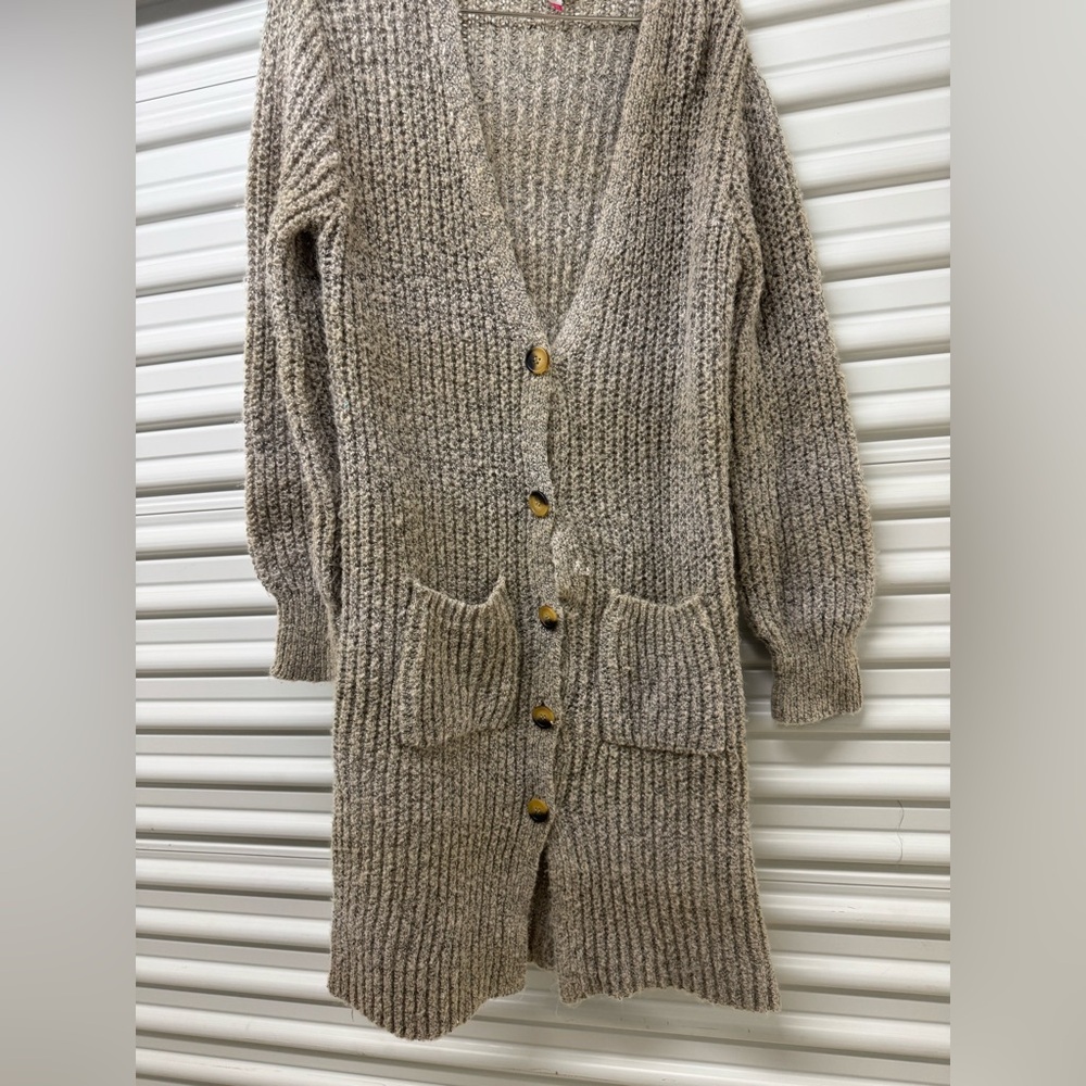No Boundaries Taupe Knit Cardigan with Pockets